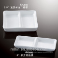 Chaozhou barato branco porcelana retangular dividido molho prato